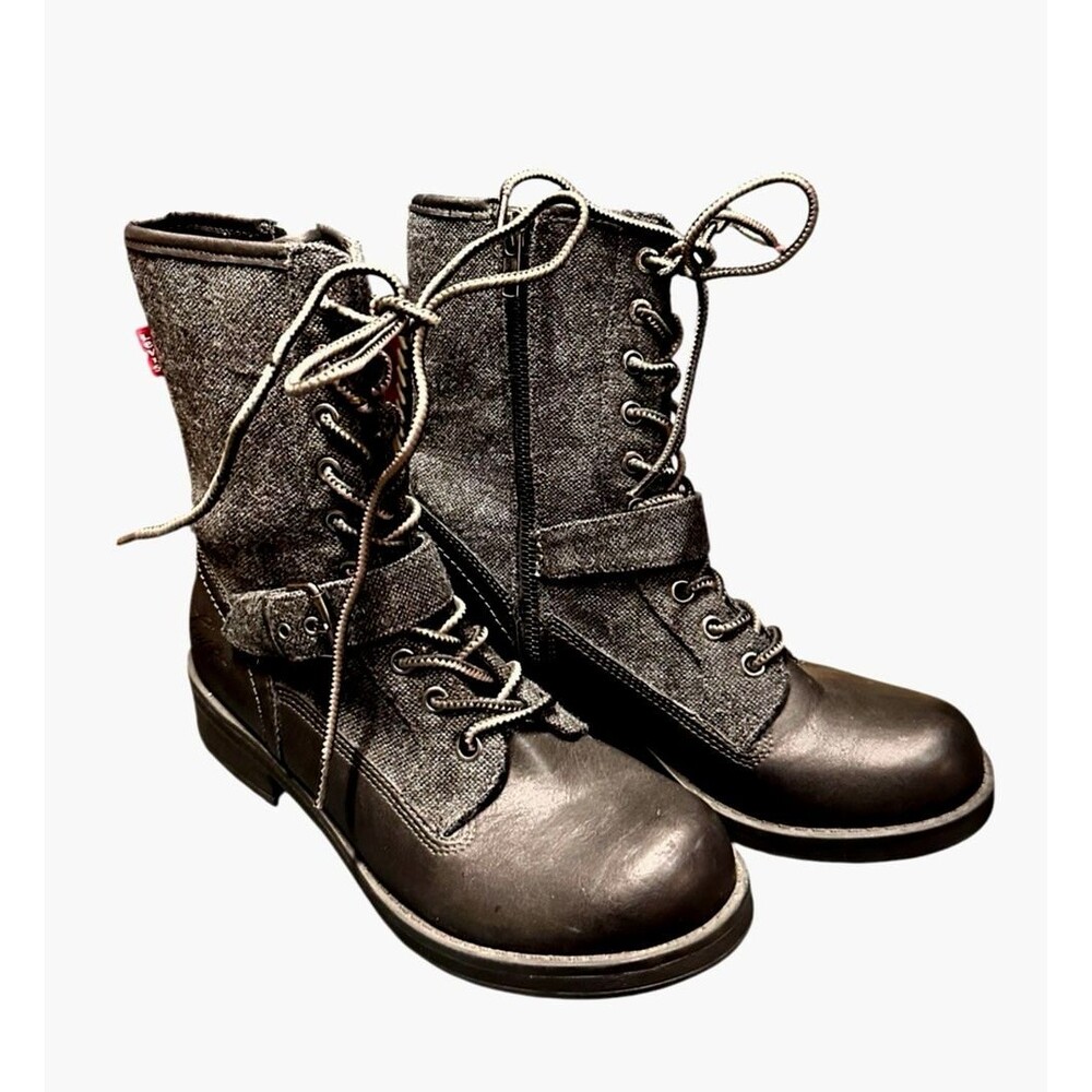 Levi's Boots Women’s Sz 7 Alyssa Zip Buckle Lace Up combat moto punk grunge